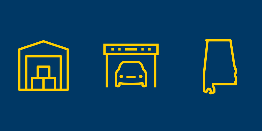 Alabama, Self Storage, and Parking Icons
