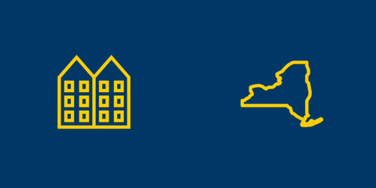 Apartment building and New York icons.