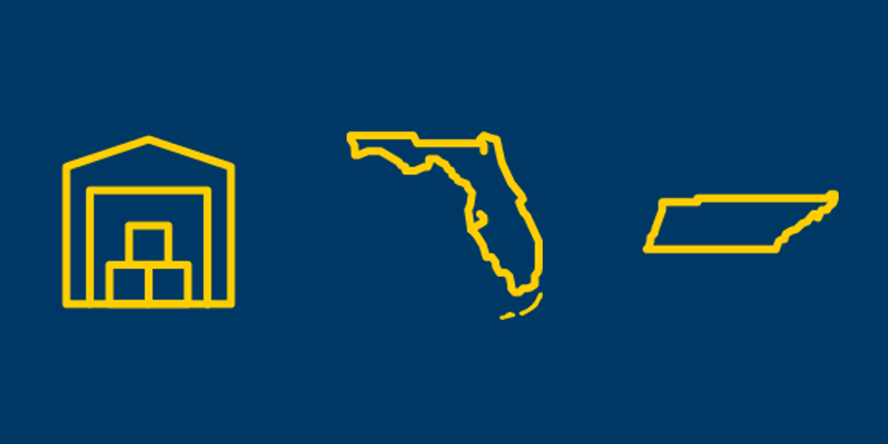 Self-storage, Florida, and Tennessee icons.