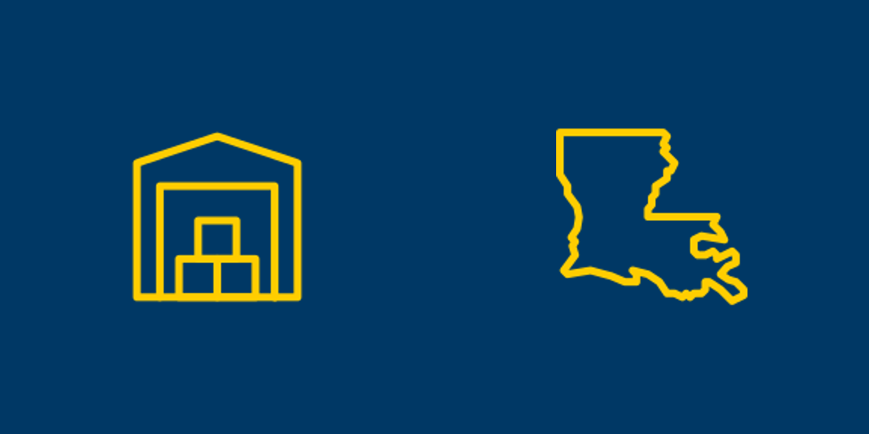 Self-storage and Louisiana icons.