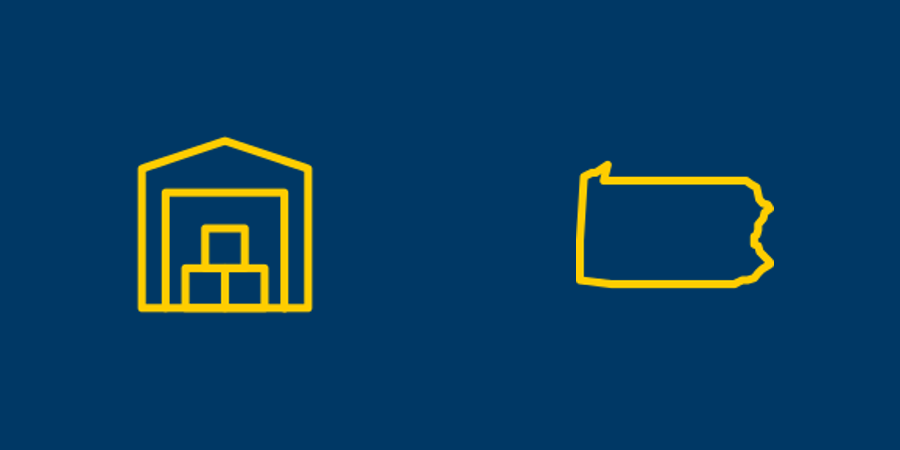 Pennsylvania and self-storage icons.