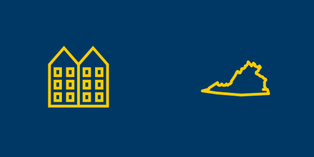 Apartment complex and Virginia icons.