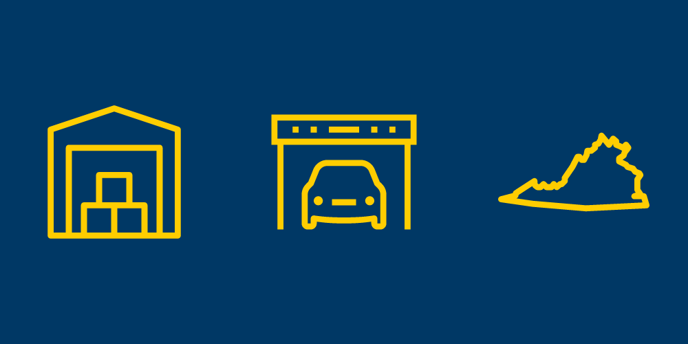 Self storage, parking, and Cirginia icons